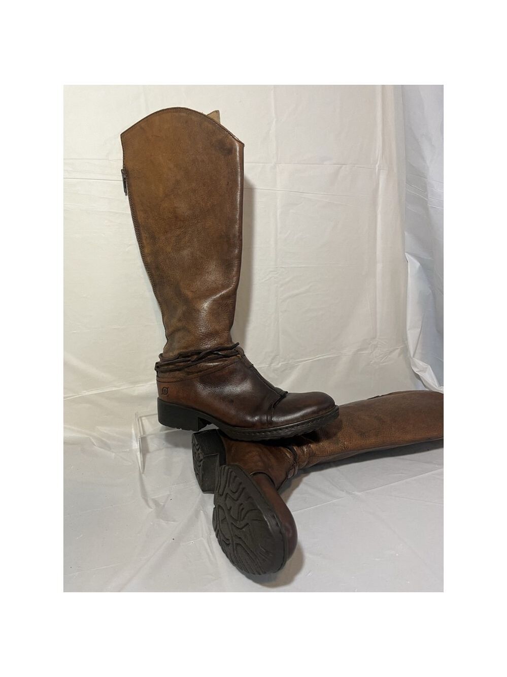 Born Shyra Tall Brown Leather Riding Boots Women Sz 8 - Picture 9 of 16